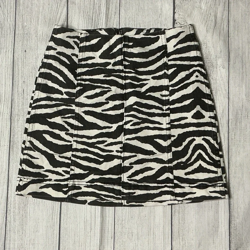 Wild Fable Animal Print Denim Mini Skirt Women 0 GUC